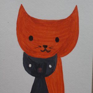 "Meow" impressionistic watercolor painting 8.5"x6"